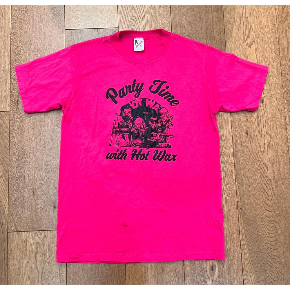 Jerzees Hot Wax Party Time Graphic T Shirt Mens M Pink Good Vintage 90s Single